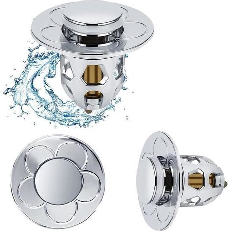 Universal leak-proof sink stopper with anti-clog filter and pop-up system, 34-40 mm, silver color