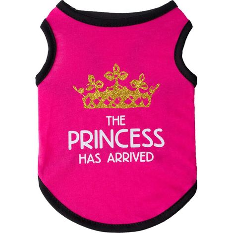 T-shirt rose pour chien Vêtement d'été "The Princess Has Arrived" pour chiot et petit chien (1/4)