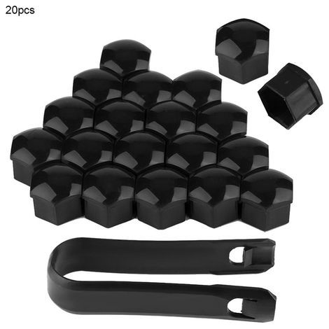SJLERST 20pcs 19mm Capuchons d'écrou de roue de voiture Auto Hub Vis Cover Bolt Jantes Protection extérieure (Noir) (1/5)