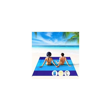 Couverture de plage imperméable et résistante au sable 2,1 x 2 m — Bleu dégradé — (1/5)