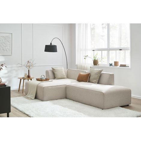 Bobochic – Canapé d'angle fixe 5 places – Tissu déperlant – Longueur 250cm – Style contemporain – Bois et polyester (1/5)