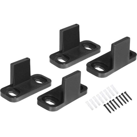 2 Pairs Barn Door Guides Plastic Adjustable Sliding Barn Door Floor Guide with 8 Screws Door Hardware - Black (1/5)