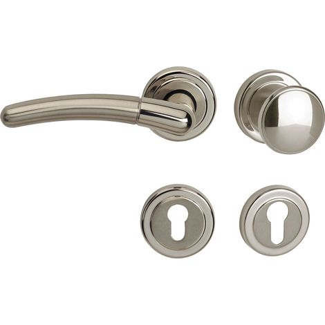 Südmetall Türgriff-Garnitur Rosette Betty PZ Messing poliert/satiniert Drücker links chrom Ø 50 mm