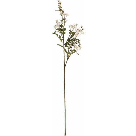 Wild Meadow Rose Artificial Flower - Fabric/Plastic - L15 x W15 x H74 cm - White