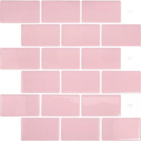 Memkey – Carrelage autocollant métro rose 30.5x30.5cm – Crédence adhésive cuisine et salle de bains – Vinyle 3D facile à installer