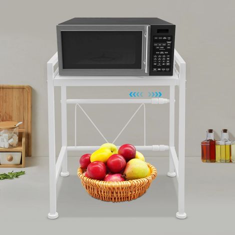 Étagère à micro - ondes extensible avec 3 crochets pouvant supporter 10 - 15kg Étagère de cuisine verticale pour pot d'épices micro - ondes (1/5)