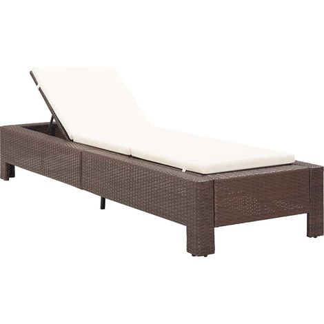 vidaXL Transat avec coussin Marron Résine tressée (1/5)