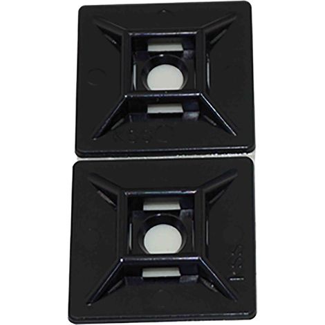 Embase pour serre-câbles autoadhésive noire 28.6mm x 28,6 mm, Ø fixation 5.3mm ( Prix pour Sachet de 10 )