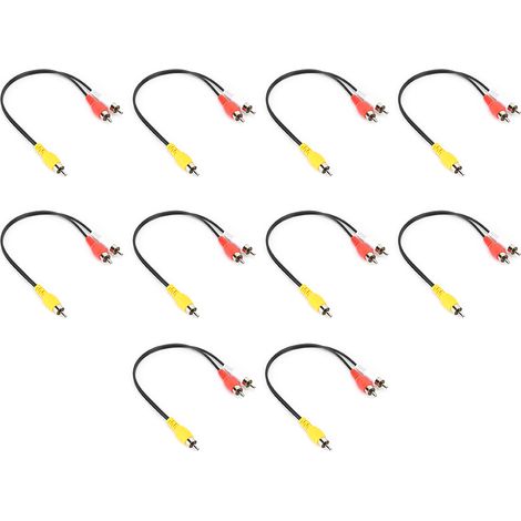 Lot de 10 adaptateurs audio RCA mâle vers double RCA mâle, stabilité structurelle renforcée.
