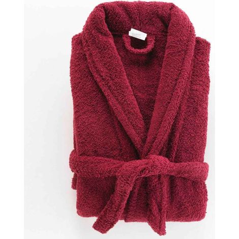 Peignoir Col Châle en Coton "Tendresse" Rubis (1/5)