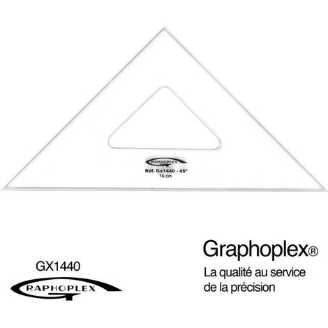 Graphoplex - Equerre 45° 3 bords anti-taches 16 cm