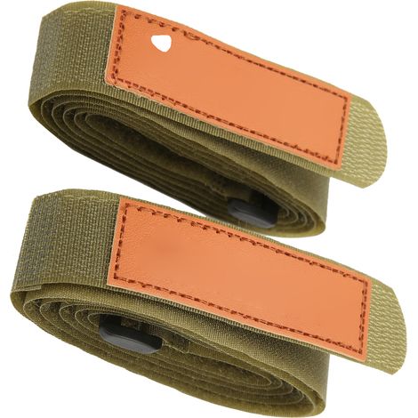 Lot de 4 sangles d'extérieur à bonne adhérence, souples et réglables, réutilisables pour le rangement d'objets, vert olive. (1/5)