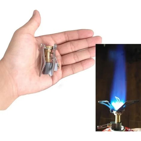 Réchaud de camping Mini réchaud Réchaud pliable intégré Équipement de survie pour le camping et les activités de plein air Réchaud de poche portable Équipement de camping Réchauds de cuisine portables (1/4)