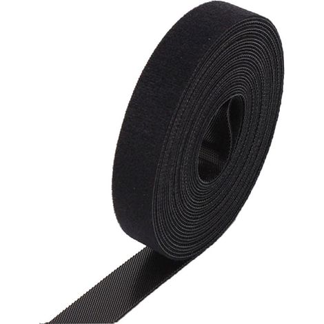 Serre-câbles - 10 m de long - 20 mm de large - Noir - Bande refermable - Attache-câbles - Pour organisateur de câbles, gestion des câbles - Noir (1/5)
