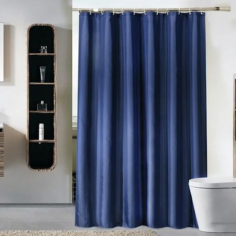 Rideau de douche bleu 100 x 180 cm, en polyester résistant aux moisissures, imperméable et lavable. (1/5)