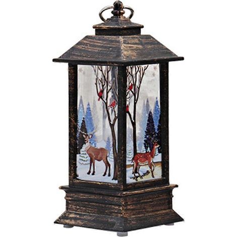 Kleine Weihnachtslaterne, Schreibtischlampe, festliche Tischdekoration für die Hausbar