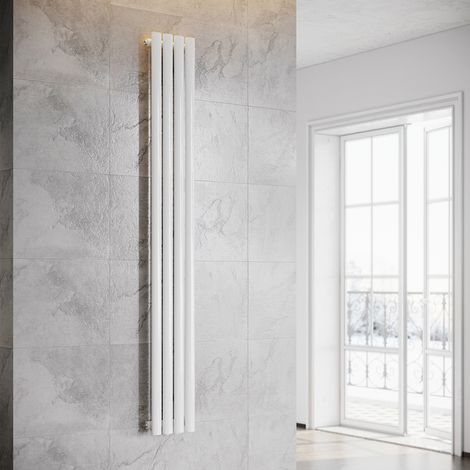 SONNI Radiador de Vertical Blanco Ovalado Radiador Centro Conexión monocapa1800x239mm