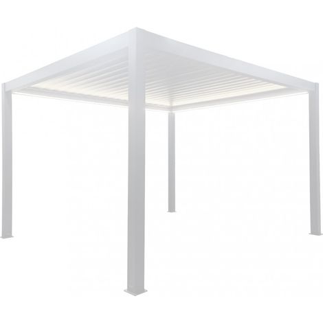 gazebo pergola bioclimatica da esterno elica garden bianca in alluminio, con led e copertura motorizzata - 4x4x2,5 m (1/5)