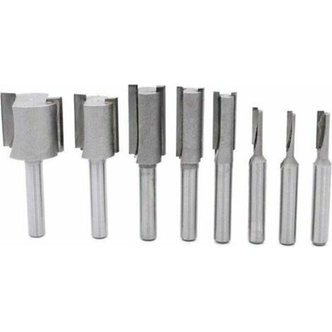 8-teiliges 1/4"-Schaft-Nutfräser-Set für Oberfräsen und Fräsen / Nutfräser-Set, Nutfräser-Set, Holzfräser, bündiger Fräser für gerade Schnitte