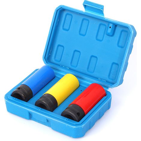 Sollbry 3 Pièces Douilles de Roue en Alliage, Douilles de Protection pour écrous de Roue Métriques à Entraînement 1/2", Douilles pour écrous de Roue à Paroi Mince, 17mm, 19mm, 21mm (1/4)