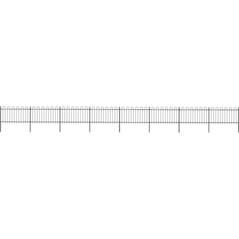 Clôture de jardin,Barrière de jardin,Portail de jardin avec dessus en cerceau Acier 13,6 x 1 m Noir CNENE837671 (1/5)