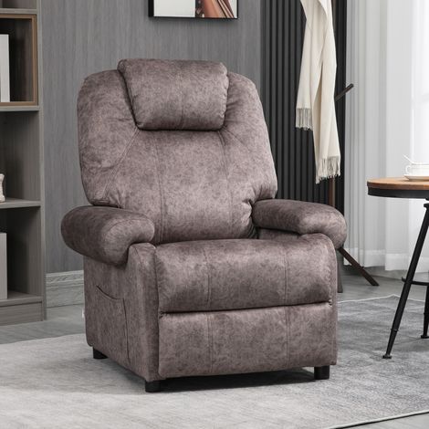 Fauteuil Relax Manuel avec Revêtement en Velours Effet Velours, Rembourrage Supplémentaire, Marron (1/5)