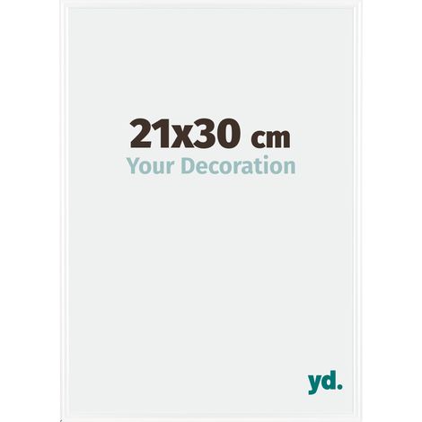 Your Decoration - 21x30 cm - Cadres Photos en Plastique Avec Verre acrylique - Anti-Reflet - Excellente Qualité - Blanc Brillant - Cadre Decoration Murale - Bordeaux.