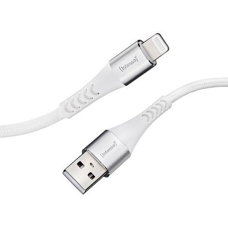 Intenso Câble USB USB 2.0 USB-A mâle, Connecteur Lightning 1.50 m blanc gaine textile 7902102 (1/4)
