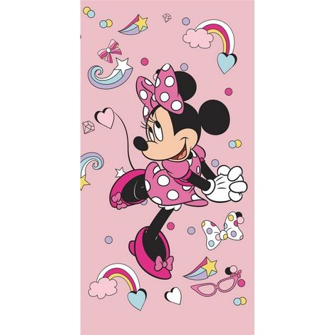 Serviette de plage - Minnie Portant Des Talons Roses + Nœuds - 70x140 cm (1/4)