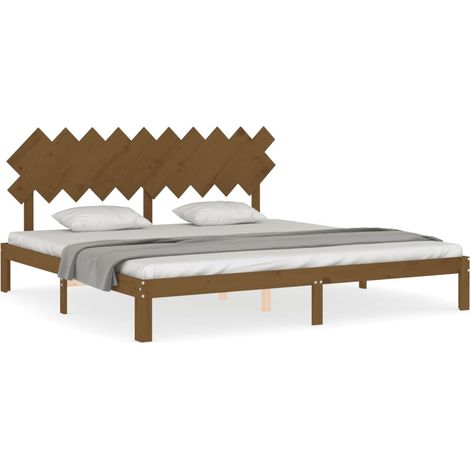 Maison Exclusive - Massivholzbett mit Kopfteil Honigbraun 200x200