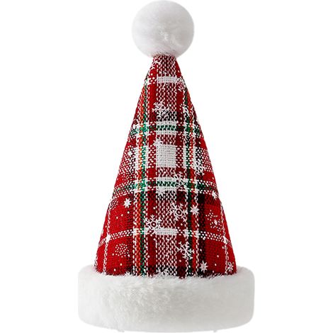Chapeau De Noel Pour Animal De Compagnie - Motif Flocon De Neige Et Carreaux - Ajustable Élastique - Pour Chien Et Chat - 1 Pièce (1/5)