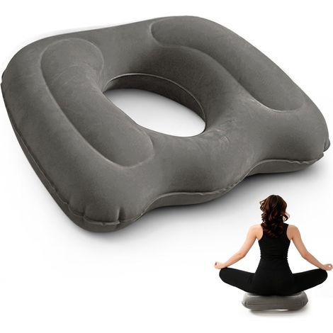 Coussin Gonflable Ergonomique pour Coccyx et Hémorroïdes, Coussin de Siège Ajustable et Portable pour Bureau, Voiture, Voyage et Confort Quotidien,Gris (1/5)