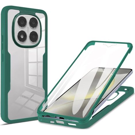 Coque pour Xiaomi Redmi Note 15 Pro 5G avec Protection D'écran, Étui Avant et Arrière 360 Degres Antichoc Housse, Antirayures Robuste Bumper Transparente Case, Vert (1/5)