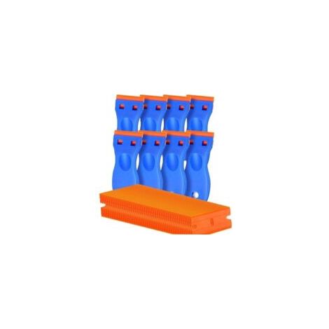 Raspador de plástico con 100 cuchillas de repuesto, removedor de adhesivos para pegatinas, utensilios de cocina y pintura para ventanas, 8 piezas - Crezuo