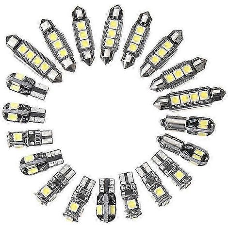 Kit de 20 ampoules LED pour voiture (éclairage intérieur, plafonnier, coffre, portières, plaque d'immatriculation), ultra-lumineuses, sans erreur Canbus, pour BMW Série 5 E39 M5 (1997-2003) (1/5)