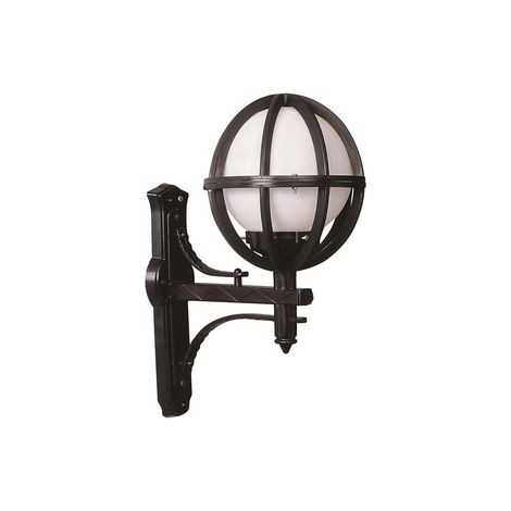 Aplique de pared globo en ángulo para exterior, abs , negro, 35x23x50, casquillo E 27 Max 60 W