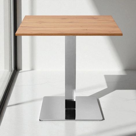 Tavolo bar pub ristorante 80x80 cm base argento e piano laminato Rovere Nodato H 75 (1/5)
