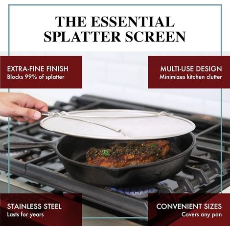 Filet anti-éclaboussures – utilisé pour éviter les projections d'huile chaude lors de la cuisson du bacon, du poulet, etc. – 1 pièce, 25 cm (1/4)