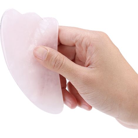 Plaque de massage en pierre naturelle polie, outil de raclage cristal rose bien-être, 1 pièce, relaxation et santé, gua sha pierre lisse. (1/5)