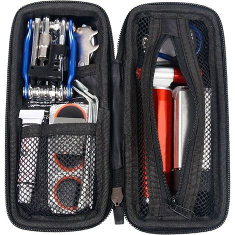 Trousse d'outils vélo portable en coque dure noire pour entretien et réparation cycliste