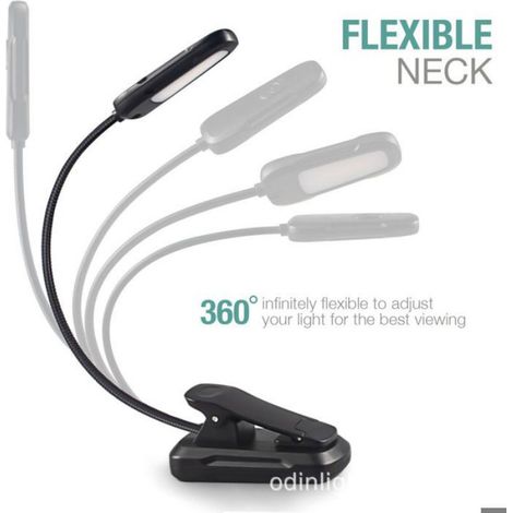 Lampe Lecture - 9 LED - 9 Niveaux Luminosité - 3 Températures Couleur - Col Flexible 360° - Clip USB Rechargeable - Pour Lit Livre Bureau - 1 Pièce (1/5)