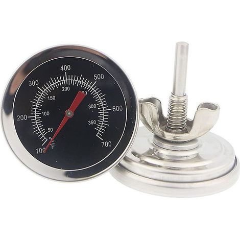 Thermomètre pour fumoir de barbecue en acier inoxydable, plage de température de 100 à 700 °F (1/4)