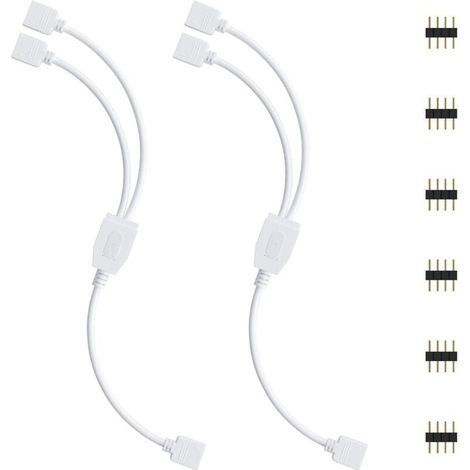 Kit de connecteurs pour bandes LED AIPERQ, 2 répartiteurs 4 broches, câble répartiteur 1 vers 2, connecteur 4 broches pour bandes LED RVB 5050, 3528, 2835, accessoires DIY (1/4)