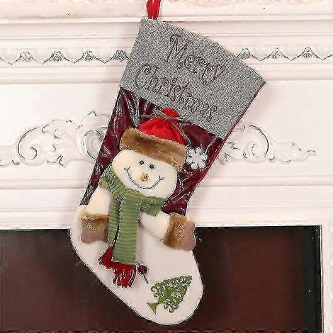 Wekity 1 Sac cadeau de Noël (veille de Noël), sapin de Noël décoré, sac cadeau, sachet de bonbons, pendentif de Noël, chaussettes de Noël (bonhomme de neige) (1/5)