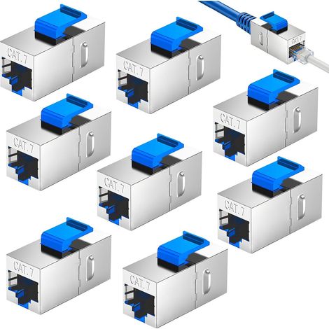 20 Pièces Coupleur RJ45 Ethernet 10Gbps Connecteur RJ45 Cat 7 LAN Rallonge Connecteur Adaptateur Femelle Sans Outil Compatible avec Câble Cat7 Cat6 Cat6a Cat5e (1/5)