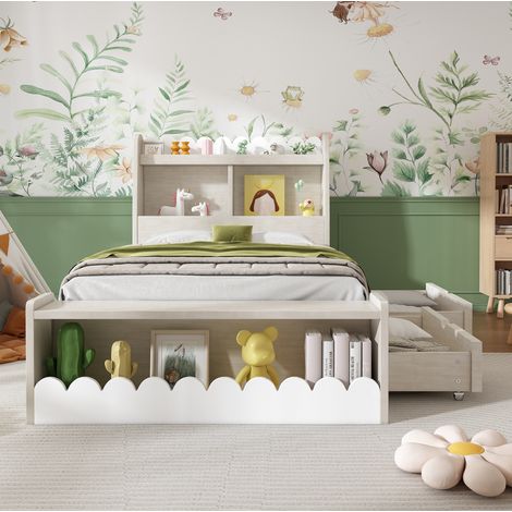 letto contenitore 90x190 con cassetti e ripiani bimbi OKMYHOME (1/5)