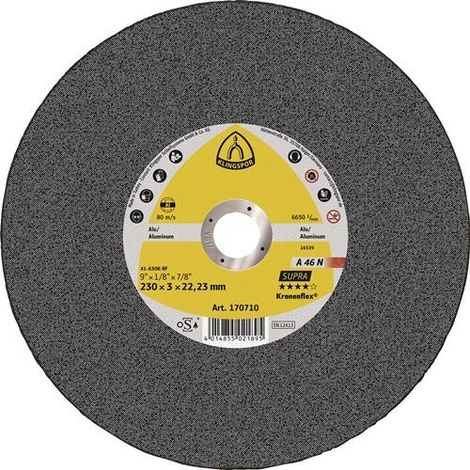 KLINGSPOR 170710 Trennscheibe A 46 N Supra D230x3mm gerade Aluminium Bohrung 22, (1/3)