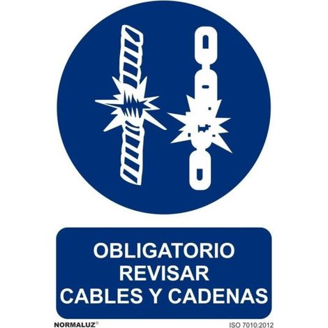 Señal Obligatorio Revisar Cables Y Cadenas Con Tintas UV | ADHESIVOS DE VINILO - 100 x 150 mm (1/2)