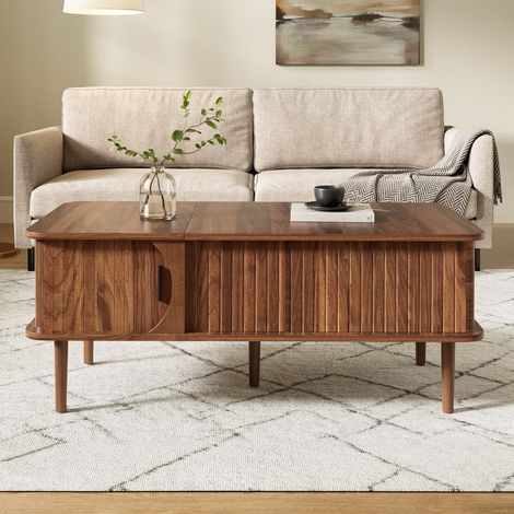 Mesa de centro elevable 100x48x55,5 cm de MDF marrón con almacenaje FloraGrace (1/5)