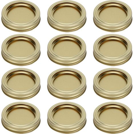 12 pièces couvercles ronds 70mm à bec verseur pour bocaux miel épices conservation (XH00176 Doré) (1/5)